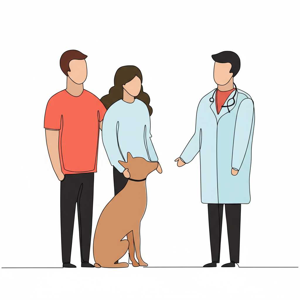 Familia con mascota y veterinario